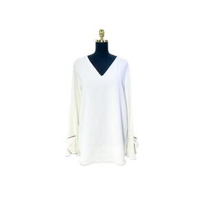 Alfani White/Black Flutter Sleeve Blouse - Size XL